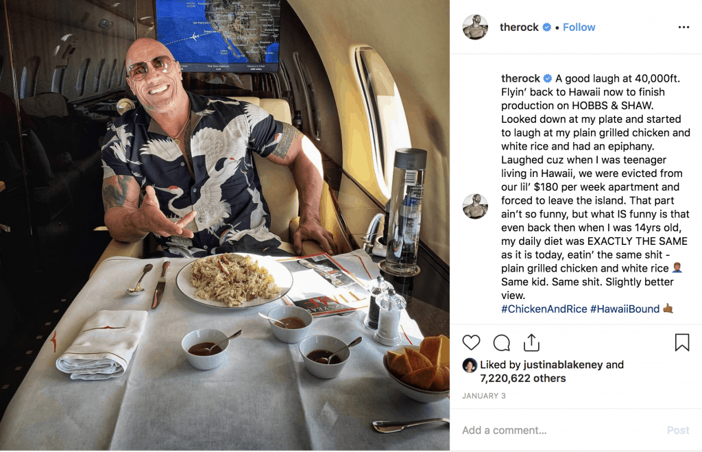 The Rock on a private plane to Hawaii