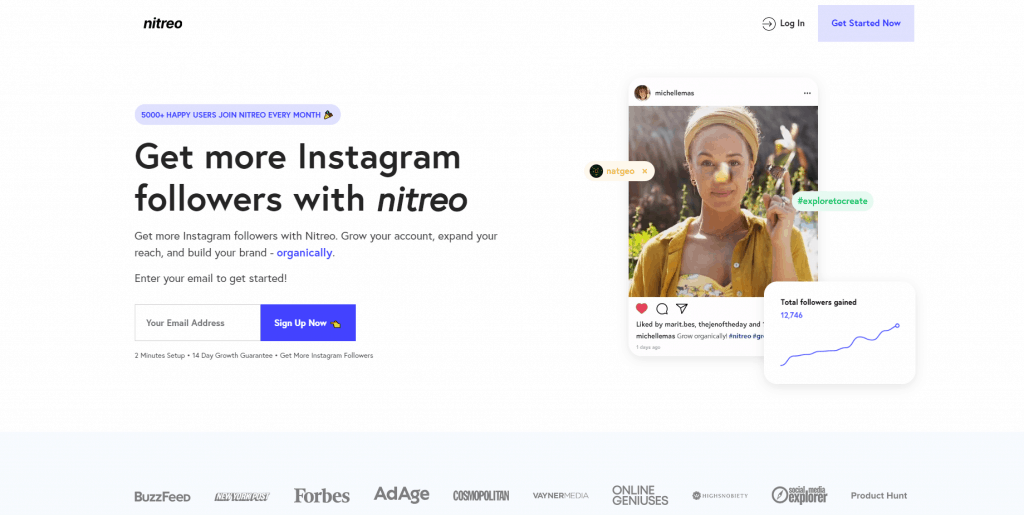 A screenshot of the best Instagram growth service