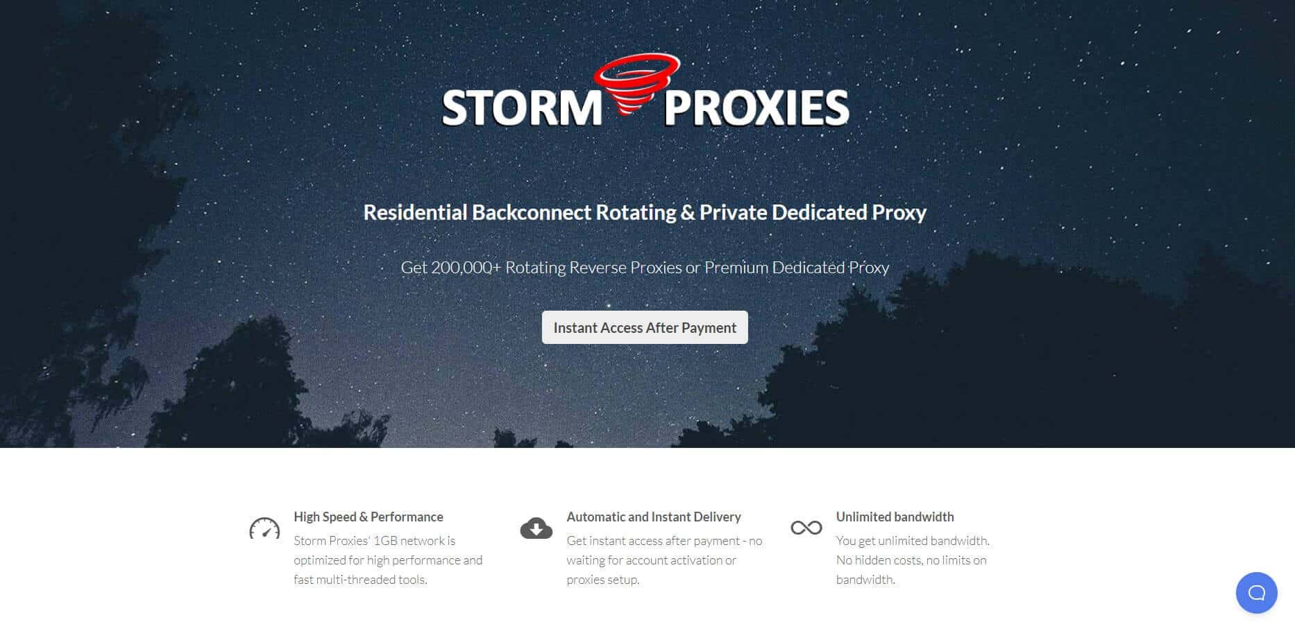 A screenshot of Stormproxies’ homepage