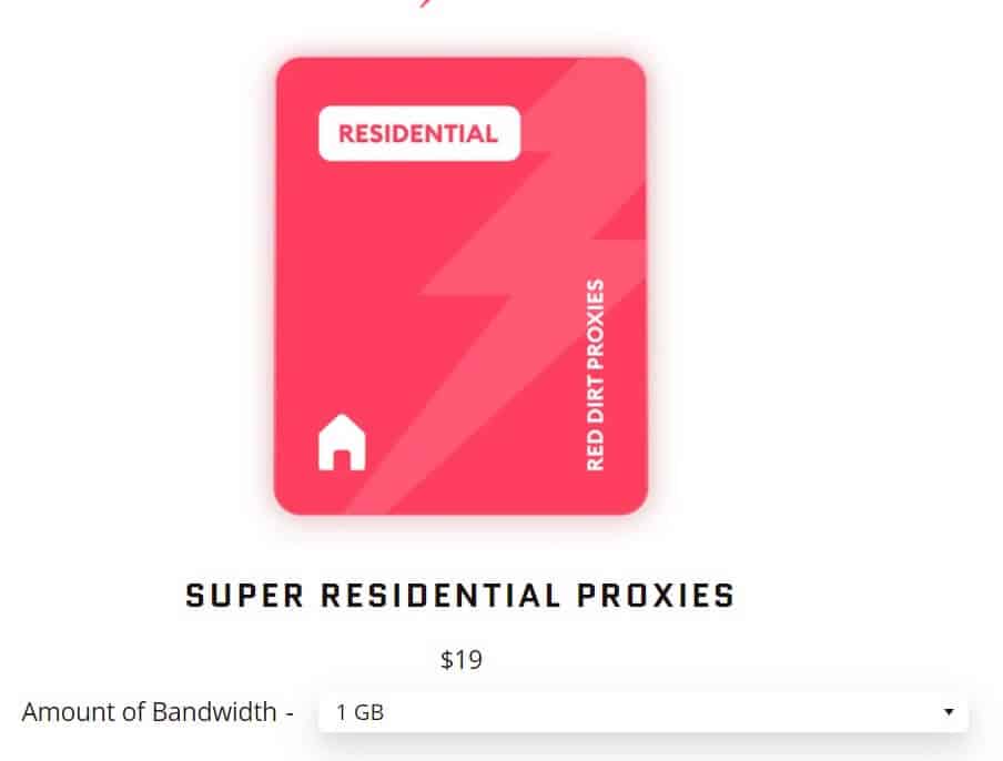 A screenshot of Red dirt proxies residential monthly plan