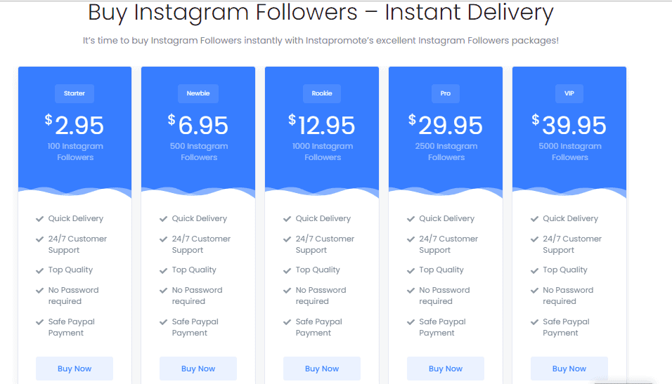 A screenshot showing how to buy followers