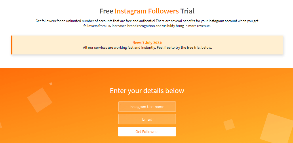 A screenshot showing a free trial option