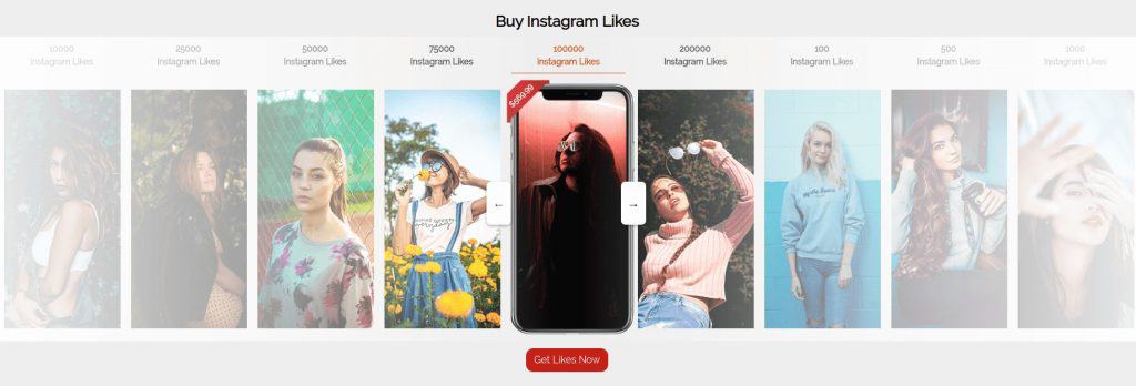 A picture depicting the packages for Instagram likes available on DigiSMM’s website.
