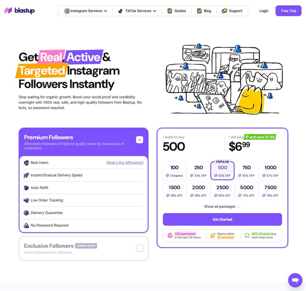 Screenshot of the Blastup pricing page, captured 22 October 2026