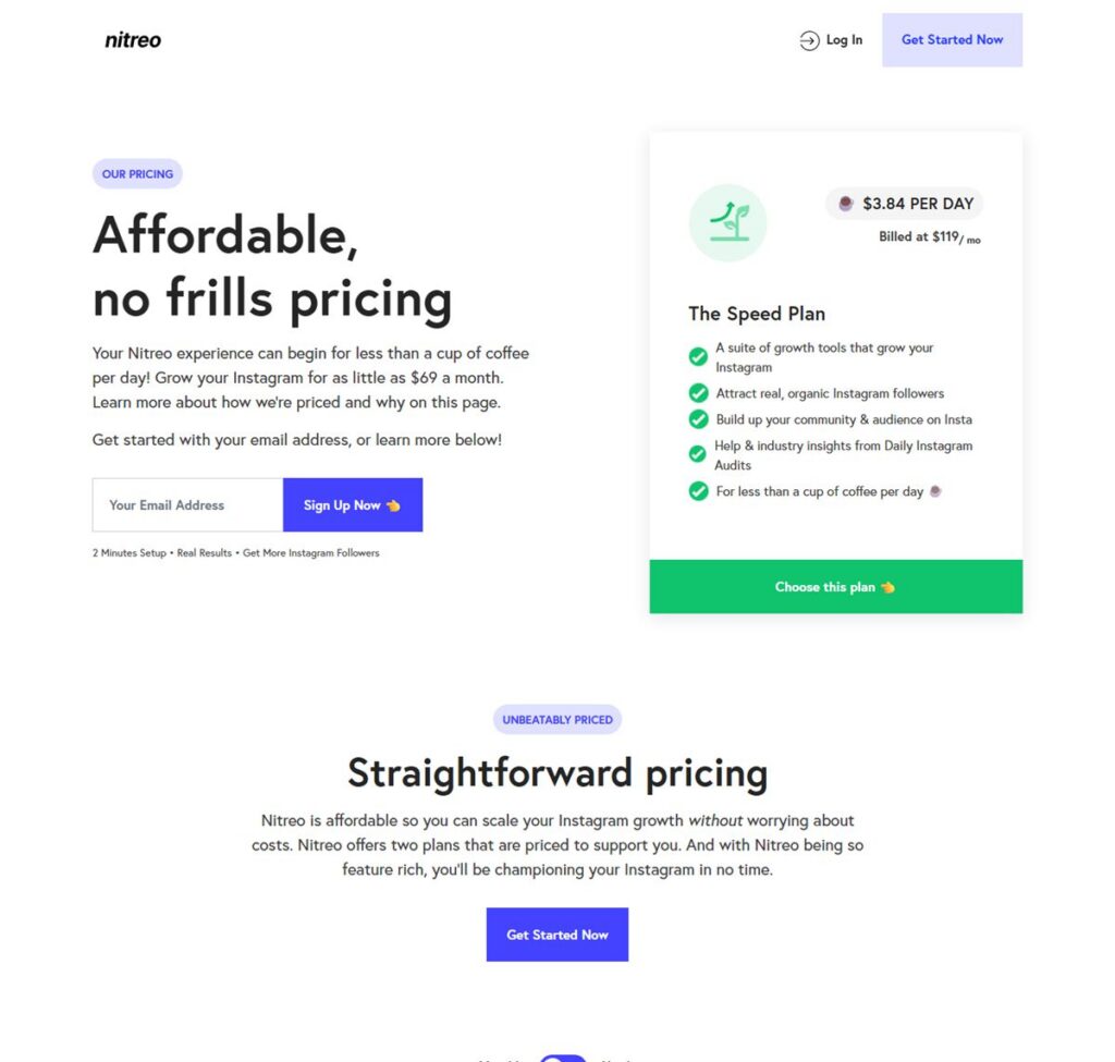 Screenshot of the Nitreo pricing page, captured 22 October 2026