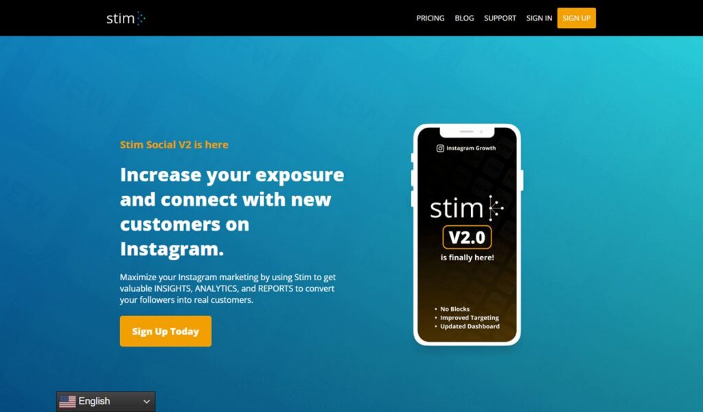 Screenshot of the Stim Social homepage, captured 22 October 2026